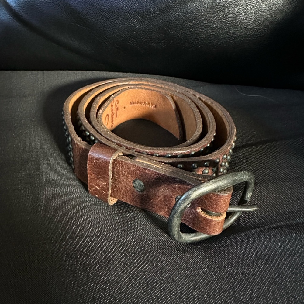 Calleen Cordero Brown Leather Studded Belt Sz 34
